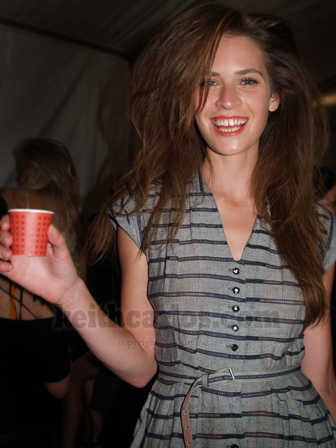 Runway models backstage at Mercedes-Benz Fashion Week Los Angeles