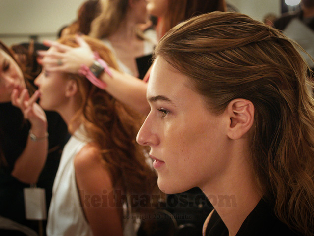 Photojournalistic portrait of models backstage at Mercedes-Benz Fashion Week Los Angeles
